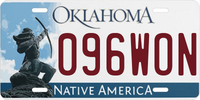 OK license plate 096WON