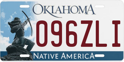 OK license plate 096ZLI