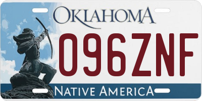 OK license plate 096ZNF
