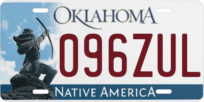 OK license plate 096ZUL