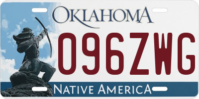 OK license plate 096ZWG