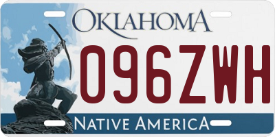 OK license plate 096ZWH