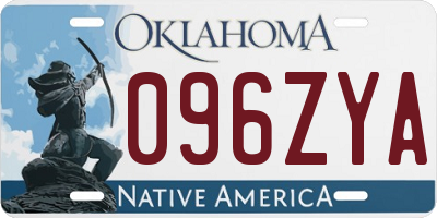 OK license plate 096ZYA