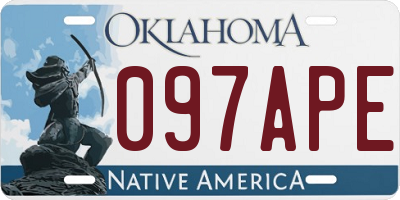OK license plate 097APE