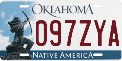 OK license plate 097ZYA