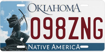 OK license plate 098ZNG