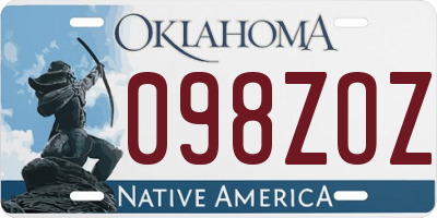 OK license plate 098ZOZ