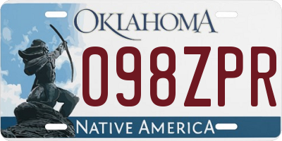 OK license plate 098ZPR