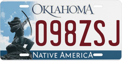 OK license plate 098ZSJ