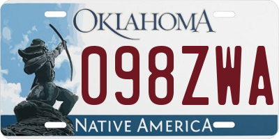 OK license plate 098ZWA