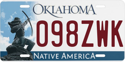 OK license plate 098ZWK