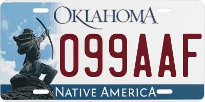 OK license plate 099AAF