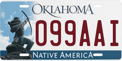 OK license plate 099AAI