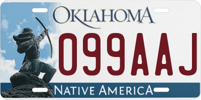 OK license plate 099AAJ