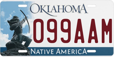 OK license plate 099AAM