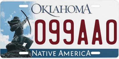 OK license plate 099AAO