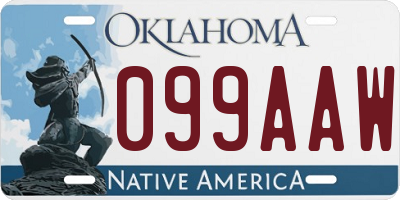 OK license plate 099AAW