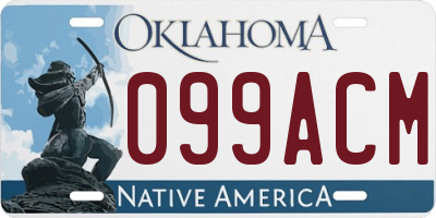 OK license plate 099ACM