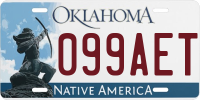 OK license plate 099AET