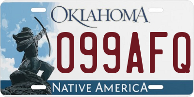 OK license plate 099AFQ