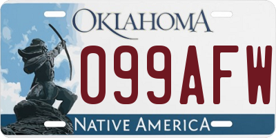 OK license plate 099AFW