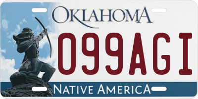 OK license plate 099AGI