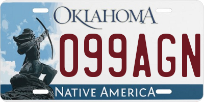 OK license plate 099AGN