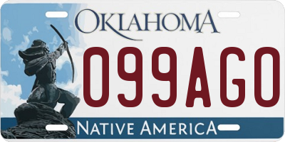 OK license plate 099AGO