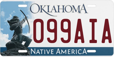 OK license plate 099AIA