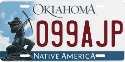 OK license plate 099AJP