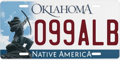 OK license plate 099ALB