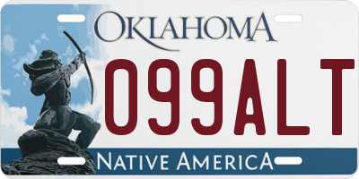OK license plate 099ALT