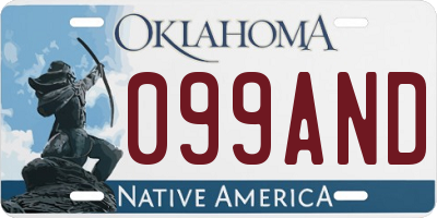 OK license plate 099AND