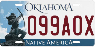 OK license plate 099AOX