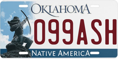 OK license plate 099ASH