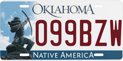 OK license plate 099BZW