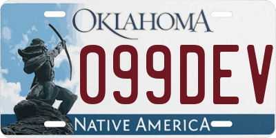 OK license plate 099DEV