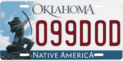 OK license plate 099DOD