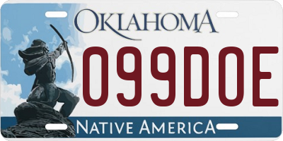 OK license plate 099DOE