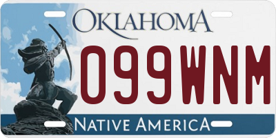 OK license plate 099WNM
