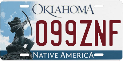 OK license plate 099ZNF
