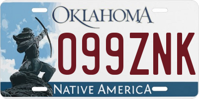 OK license plate 099ZNK