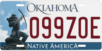 OK license plate 099ZOE