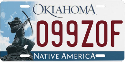 OK license plate 099ZOF