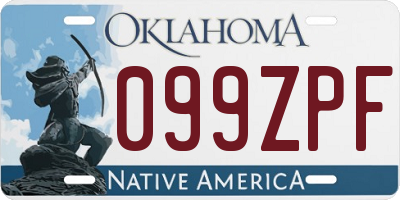OK license plate 099ZPF