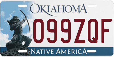 OK license plate 099ZQF