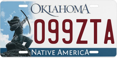 OK license plate 099ZTA