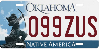 OK license plate 099ZUS
