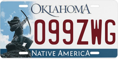 OK license plate 099ZWG