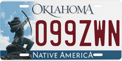 OK license plate 099ZWN